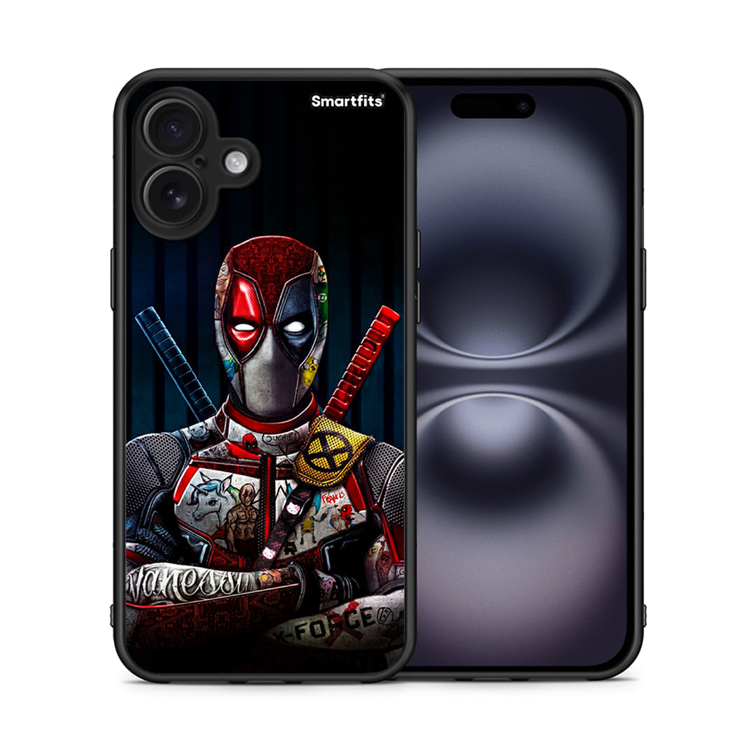 Θήκη iPhone 16 Plus Funny Guy από τη Smartfits με σχέδιο στο πίσω μέρος και μαύρο περίβλημα | iPhone 16 Plus Funny Guy case with colorful back and black bezels