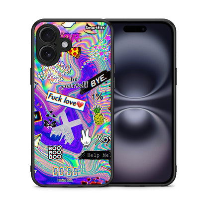 Θήκη iPhone 16 Plus Game Over από τη Smartfits με σχέδιο στο πίσω μέρος και μαύρο περίβλημα | iPhone 16 Plus Game Over case with colorful back and black bezels