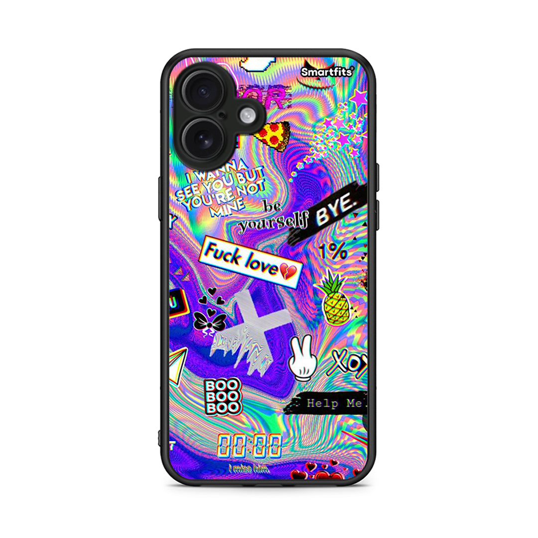 iPhone 16 Plus Game Over θήκη από τη Smartfits με σχέδιο στο πίσω μέρος και μαύρο περίβλημα | Smartphone case with colorful back and black bezels by Smartfits