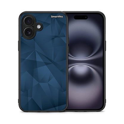 Θήκη iPhone 16 Plus Blue Abstract Geometric από τη Smartfits με σχέδιο στο πίσω μέρος και μαύρο περίβλημα | iPhone 16 Plus Blue Abstract Geometric case with colorful back and black bezels