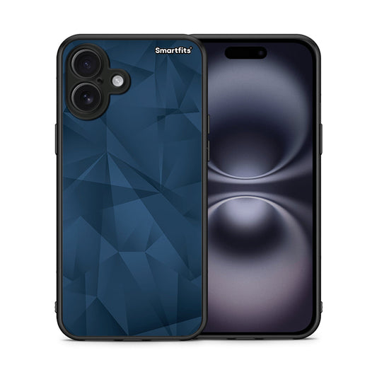 Θήκη iPhone 16 Plus Blue Abstract Geometric από τη Smartfits με σχέδιο στο πίσω μέρος και μαύρο περίβλημα | iPhone 16 Plus Blue Abstract Geometric case with colorful back and black bezels