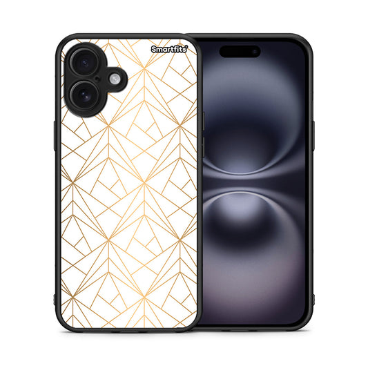 Θήκη iPhone 16 Plus Luxury White Geometric από τη Smartfits με σχέδιο στο πίσω μέρος και μαύρο περίβλημα | iPhone 16 Plus Luxury White Geometric case with colorful back and black bezels