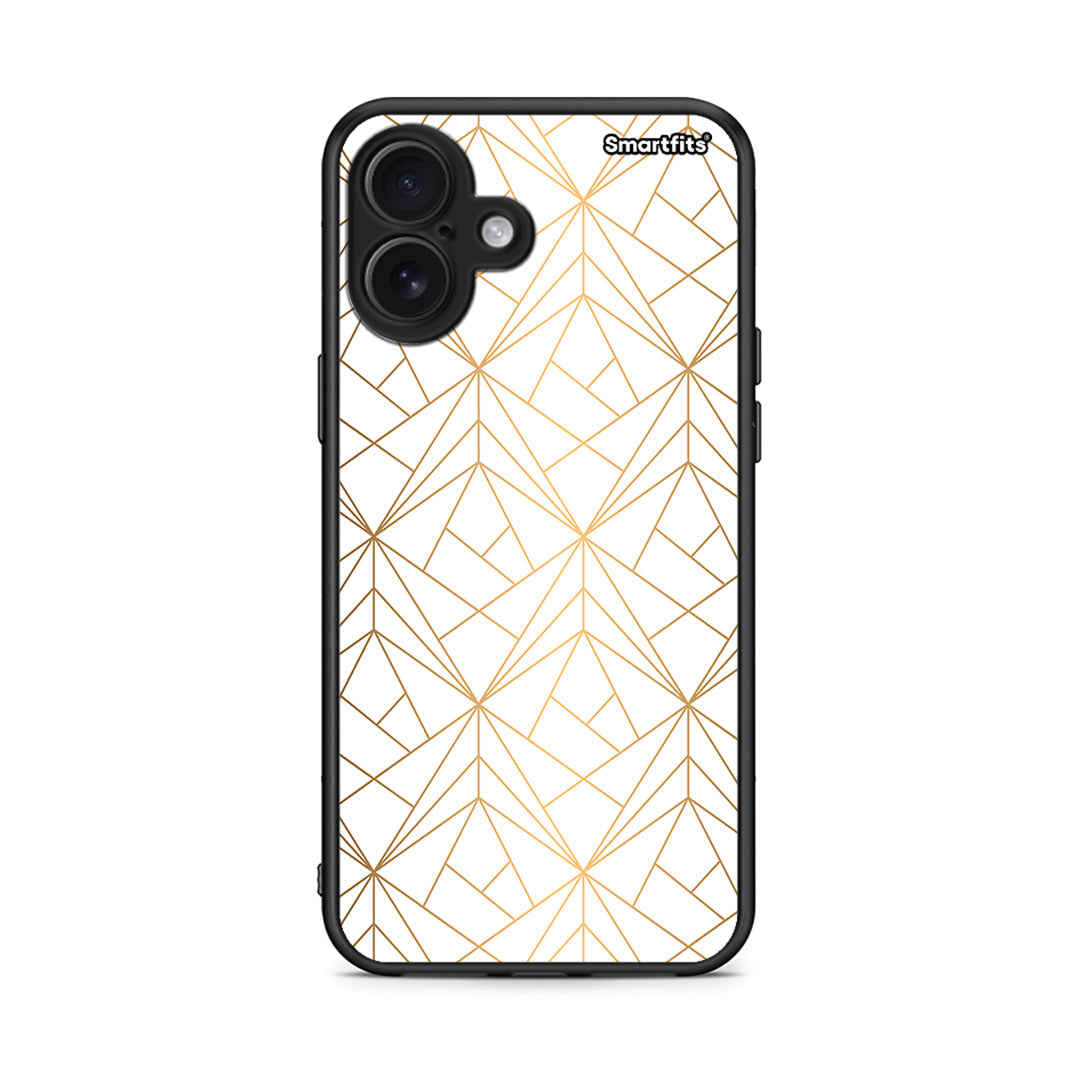 111 - iPhone 16 Plus Luxury White Geometric case, cover, bumper