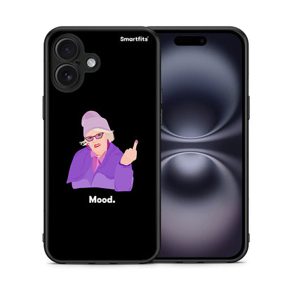 Θήκη iPhone 16 Plus Grandma Mood Black από τη Smartfits με σχέδιο στο πίσω μέρος και μαύρο περίβλημα | iPhone 16 Plus Grandma Mood Black case with colorful back and black bezels