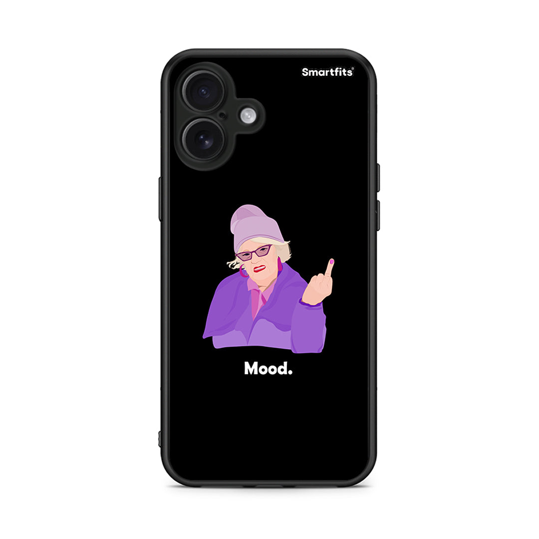 iPhone 16 Plus Grandma Mood Black θήκη από τη Smartfits με σχέδιο στο πίσω μέρος και μαύρο περίβλημα | Smartphone case with colorful back and black bezels by Smartfits