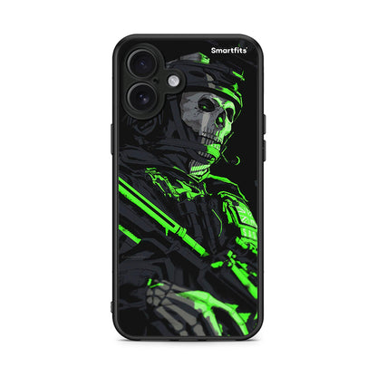 iPhone 16 Plus Green Soldier Θήκη Αγίου Βαλεντίνου από τη Smartfits με σχέδιο στο πίσω μέρος και μαύρο περίβλημα | Smartphone case with colorful back and black bezels by Smartfits