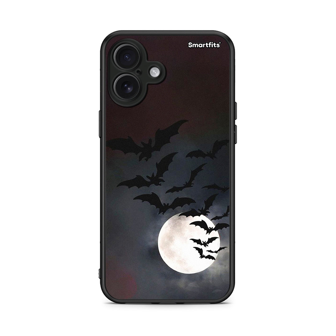 iPhone 16 Plus Halloween Bat Night Θήκη από τη Smartfits με σχέδιο στο πίσω μέρος και μαύρο περίβλημα | Smartphone case with colorful back and black bezels by Smartfits