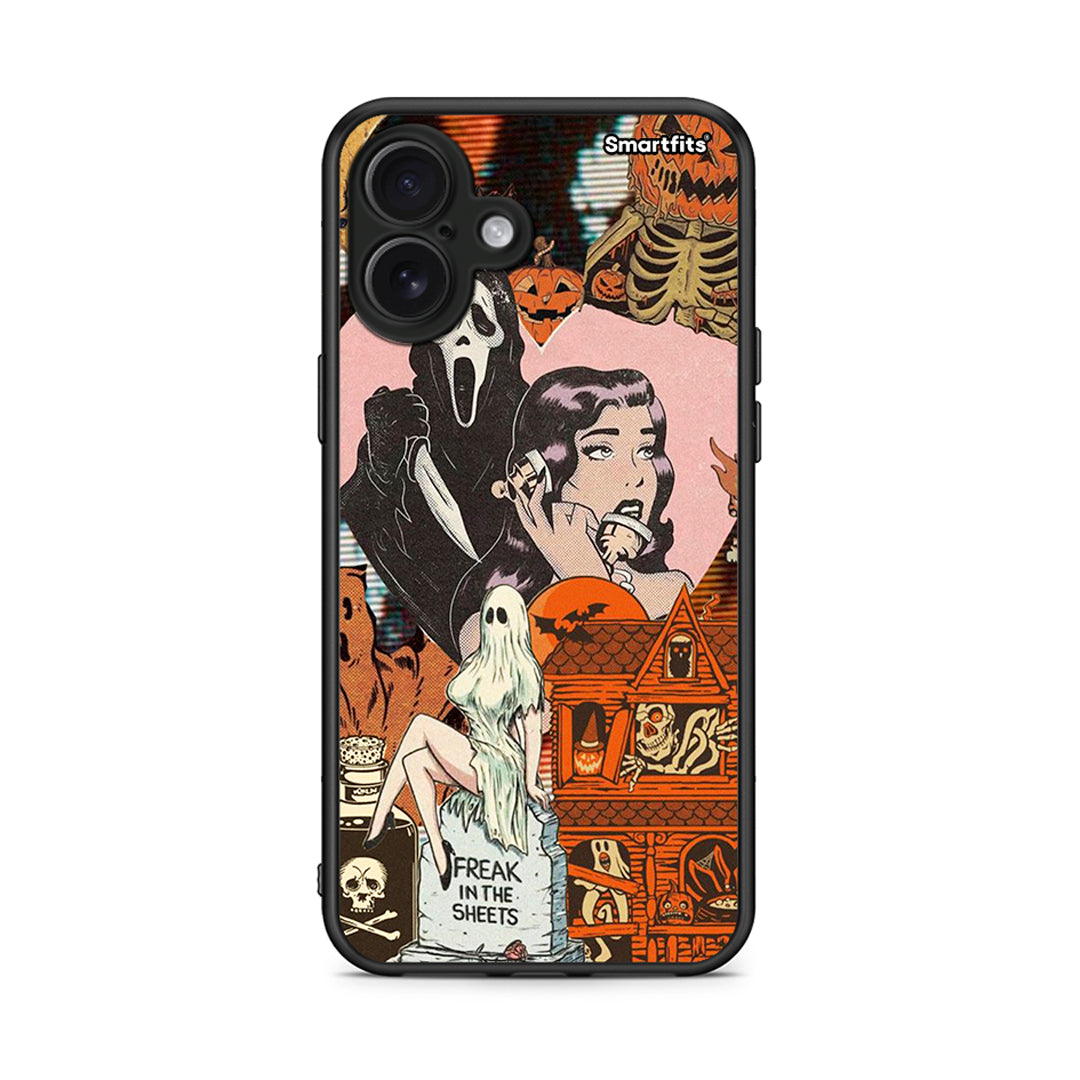 iPhone 16 Plus Halloween Collage Θήκη από τη Smartfits με σχέδιο στο πίσω μέρος και μαύρο περίβλημα | Smartphone case with colorful back and black bezels by Smartfits