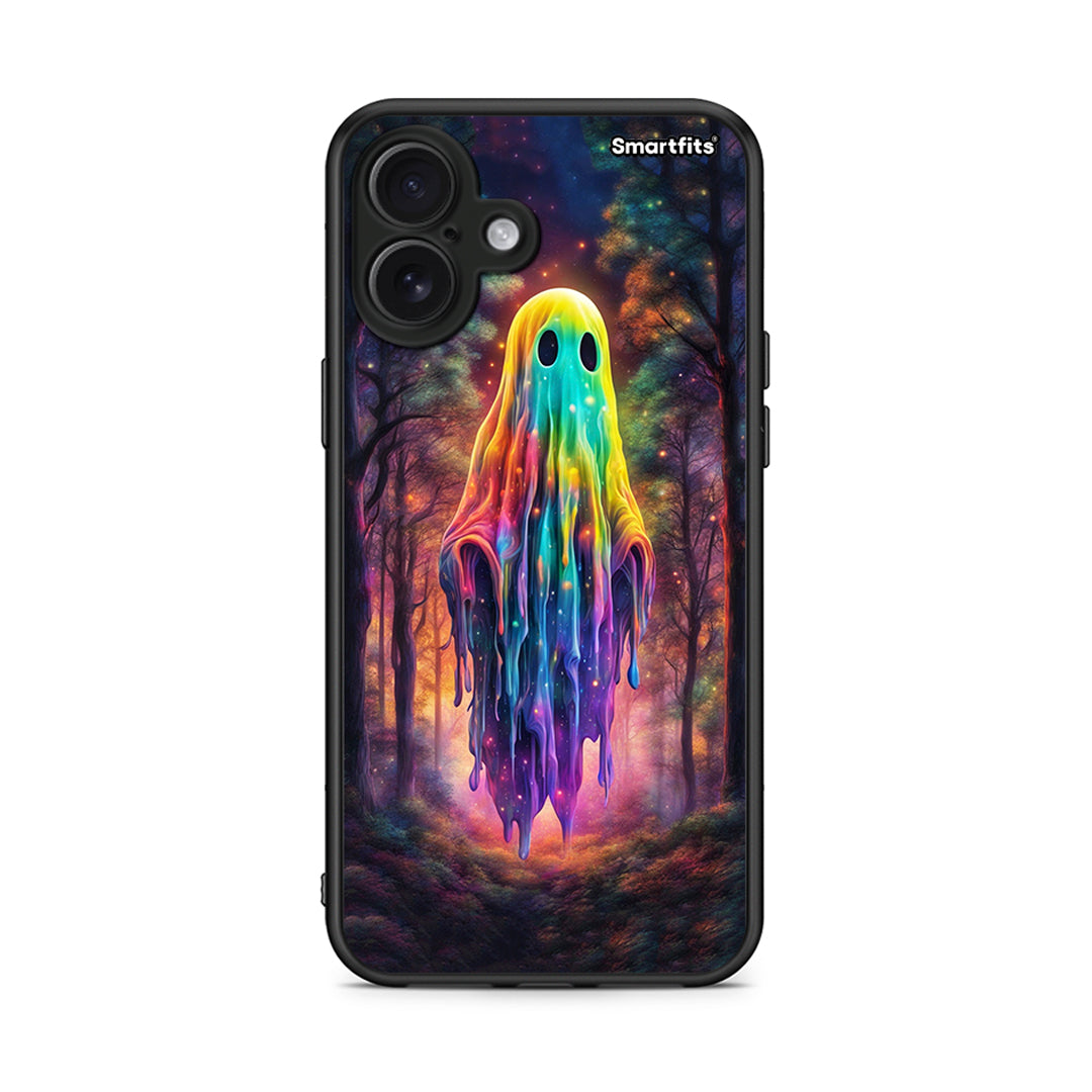 iPhone 16 Plus Halloween Ghost θήκη από τη Smartfits με σχέδιο στο πίσω μέρος και μαύρο περίβλημα | Smartphone case with colorful back and black bezels by Smartfits
