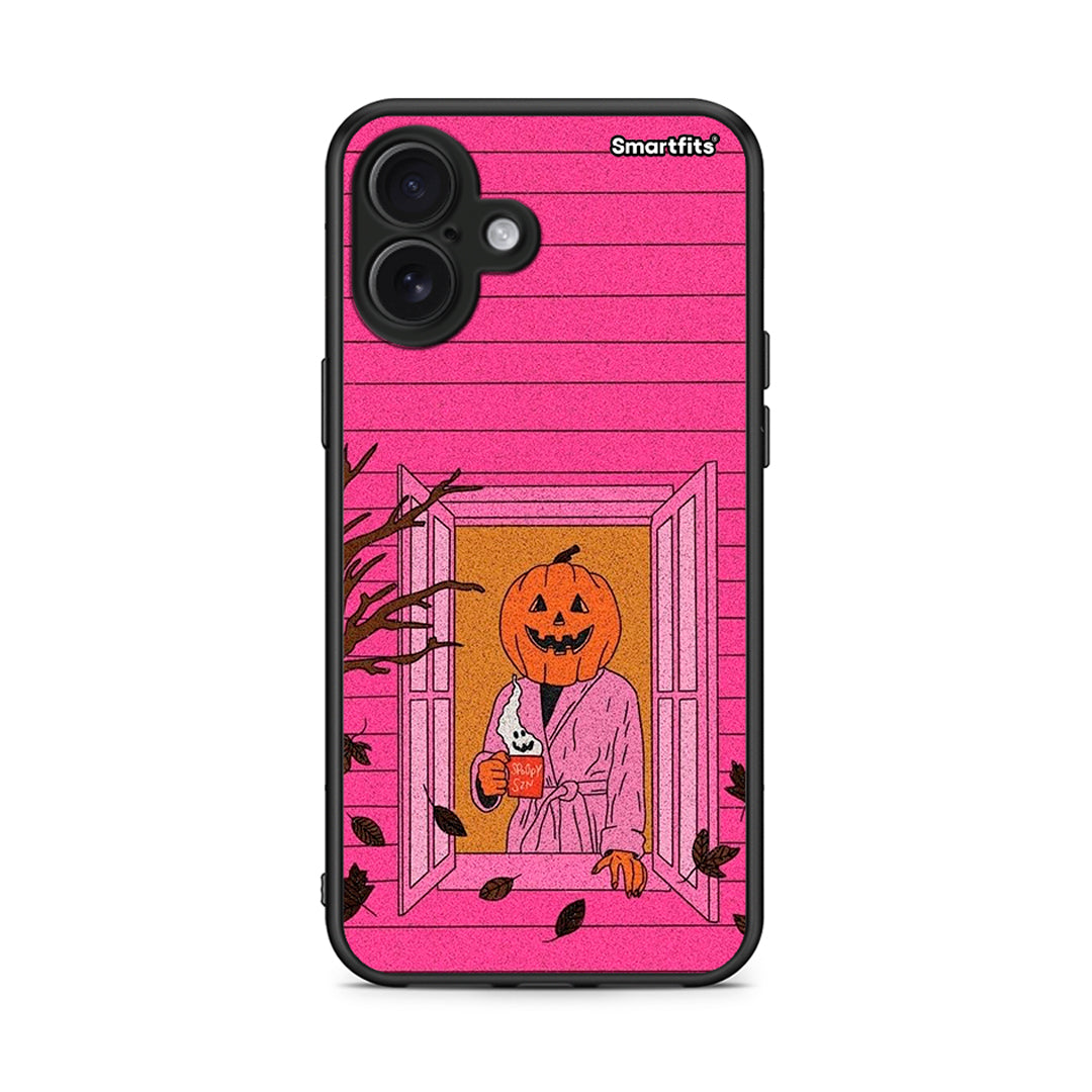 iPhone 16 Plus Halloween Pumpkin Lady Θήκη από τη Smartfits με σχέδιο στο πίσω μέρος και μαύρο περίβλημα | Smartphone case with colorful back and black bezels by Smartfits