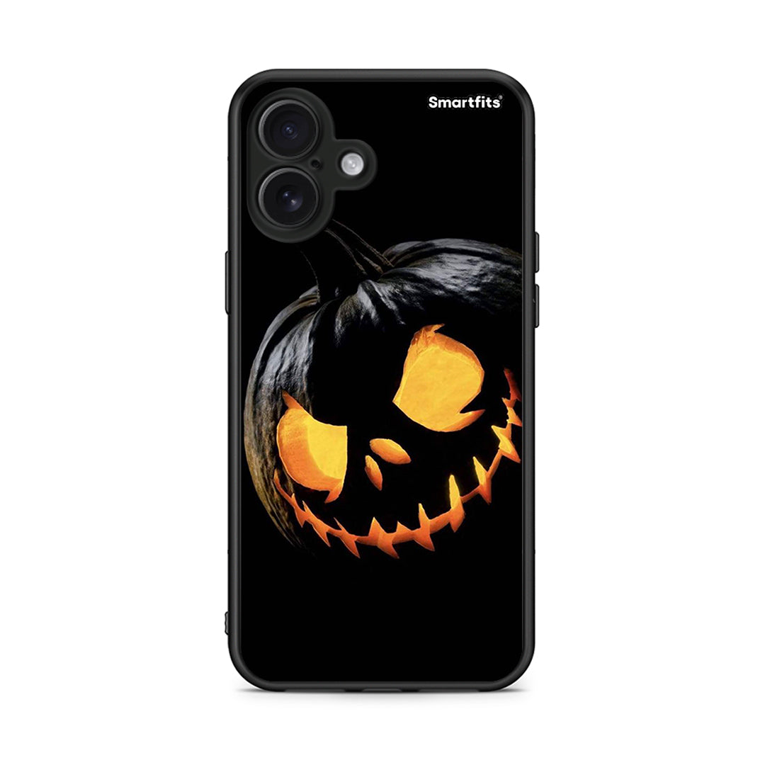 iPhone 16 Plus Halloween Scary Pumpkin Θήκη από τη Smartfits με σχέδιο στο πίσω μέρος και μαύρο περίβλημα | Smartphone case with colorful back and black bezels by Smartfits