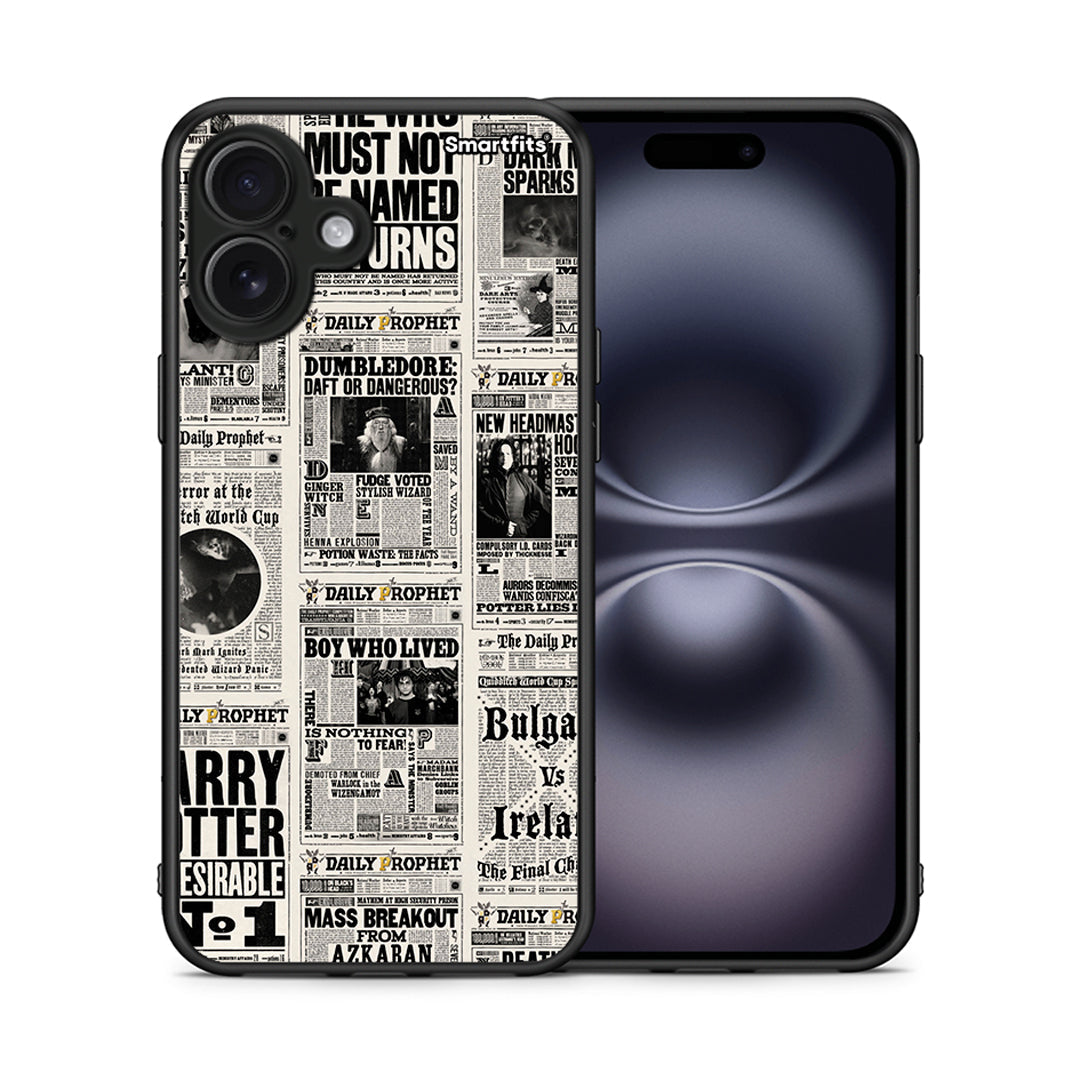 Θήκη iPhone 16 Plus Harry Paper από τη Smartfits με σχέδιο στο πίσω μέρος και μαύρο περίβλημα | iPhone 16 Plus Harry Paper case with colorful back and black bezels