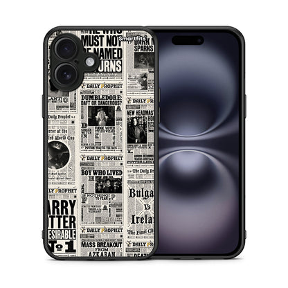 Θήκη iPhone 16 Plus Harry Paper από τη Smartfits με σχέδιο στο πίσω μέρος και μαύρο περίβλημα | iPhone 16 Plus Harry Paper case with colorful back and black bezels