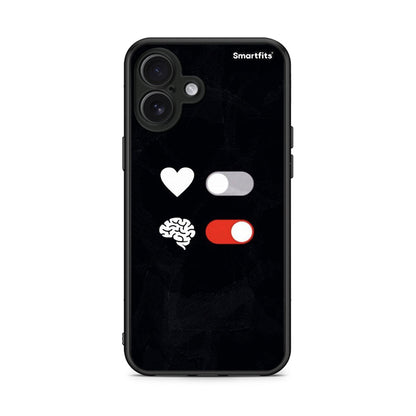 iPhone 16 Plus Heart Vs Brain Θήκη Αγίου Βαλεντίνου από τη Smartfits με σχέδιο στο πίσω μέρος και μαύρο περίβλημα | Smartphone case with colorful back and black bezels by Smartfits