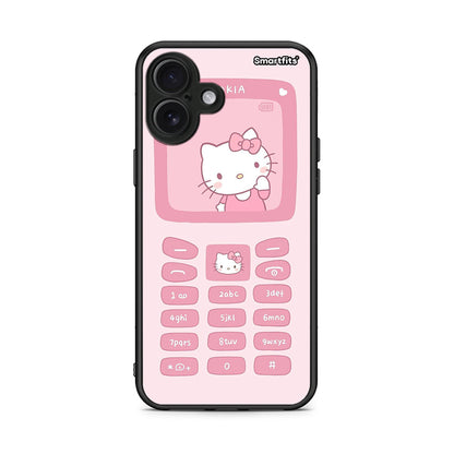 iPhone 16 Plus Hello Kitten Θήκη Αγίου Βαλεντίνου από τη Smartfits με σχέδιο στο πίσω μέρος και μαύρο περίβλημα | Smartphone case with colorful back and black bezels by Smartfits