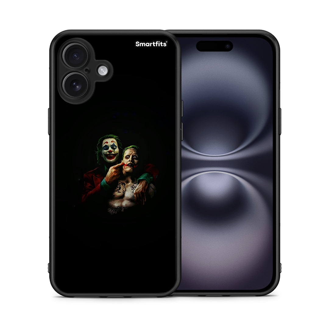 Θήκη iPhone 16 Plus Clown Hero από τη Smartfits με σχέδιο στο πίσω μέρος και μαύρο περίβλημα | iPhone 16 Plus Clown Hero case with colorful back and black bezels