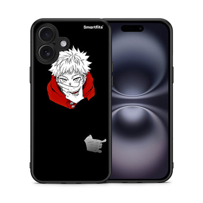 Θήκη iPhone 16 Plus Itadori Anime από τη Smartfits με σχέδιο στο πίσω μέρος και μαύρο περίβλημα | iPhone 16 Plus Itadori Anime case with colorful back and black bezels