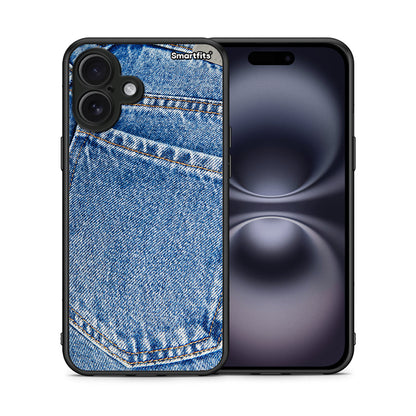 Θήκη iPhone 16 Plus Jeans Pocket από τη Smartfits με σχέδιο στο πίσω μέρος και μαύρο περίβλημα | iPhone 16 Plus Jeans Pocket case with colorful back and black bezels