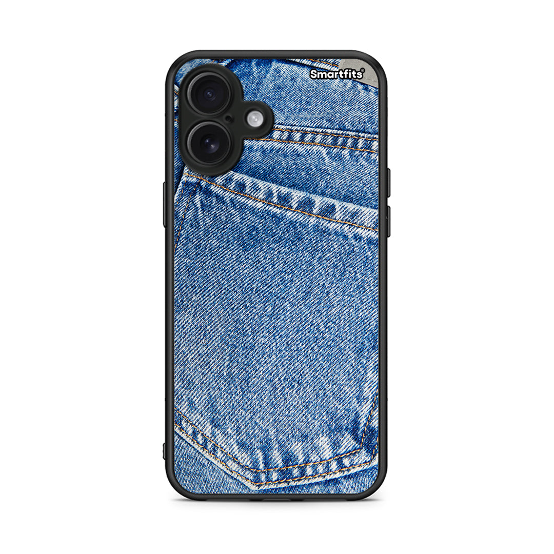 iPhone 16 Plus Jeans Pocket θήκη από τη Smartfits με σχέδιο στο πίσω μέρος και μαύρο περίβλημα | Smartphone case with colorful back and black bezels by Smartfits