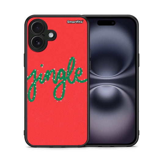 Θήκη iPhone 16 Plus Jingle Xmas από τη Smartfits με σχέδιο στο πίσω μέρος και μαύρο περίβλημα | iPhone 16 Plus Jingle Xmas case with colorful back and black bezels