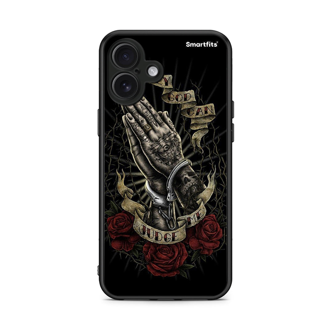 iPhone 16 Plus Judge By God θήκη από τη Smartfits με σχέδιο στο πίσω μέρος και μαύρο περίβλημα | Smartphone case with colorful back and black bezels by Smartfits