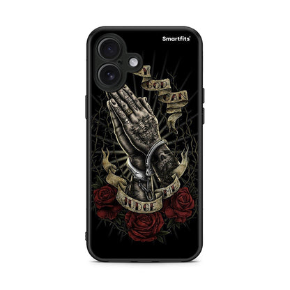 iPhone 16 Plus Judge By God θήκη από τη Smartfits με σχέδιο στο πίσω μέρος και μαύρο περίβλημα | Smartphone case with colorful back and black bezels by Smartfits