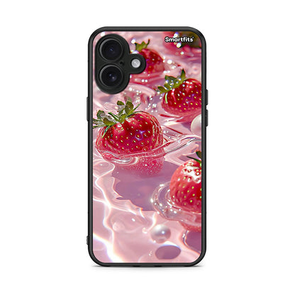 iPhone 16 Plus Juicy Strawberries θήκη από τη Smartfits με σχέδιο στο πίσω μέρος και μαύρο περίβλημα | Smartphone case with colorful back and black bezels by Smartfits