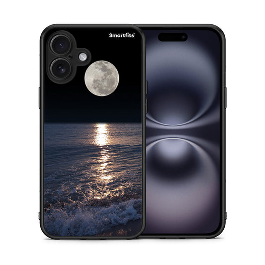 Θήκη iPhone 16 Plus Moon Landscape από τη Smartfits με σχέδιο στο πίσω μέρος και μαύρο περίβλημα | iPhone 16 Plus Moon Landscape case with colorful back and black bezels