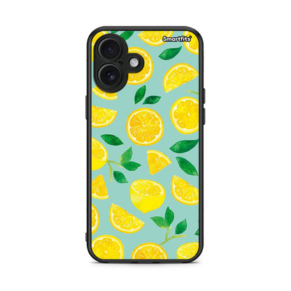 iPhone 16 Plus Lemons θήκη από τη Smartfits με σχέδιο στο πίσω μέρος και μαύρο περίβλημα | Smartphone case with colorful back and black bezels by Smartfits