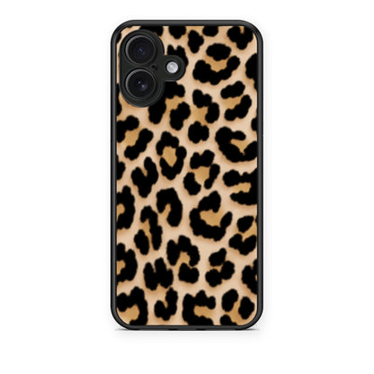 Θήκη iPhone 16 Plus Leopard Print Tan Small από τη Smartfits με σχέδιο στο πίσω μέρος και μαύρο περίβλημα | iPhone 16 Plus Leopard Print Tan Small case with colorful back and black bezels