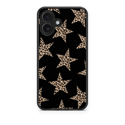 Θήκη iPhone 16 Plus Leopard Stars on Black από τη Smartfits με σχέδιο στο πίσω μέρος και μαύρο περίβλημα | iPhone 16 Plus Leopard Stars on Black case with colorful back and black bezels