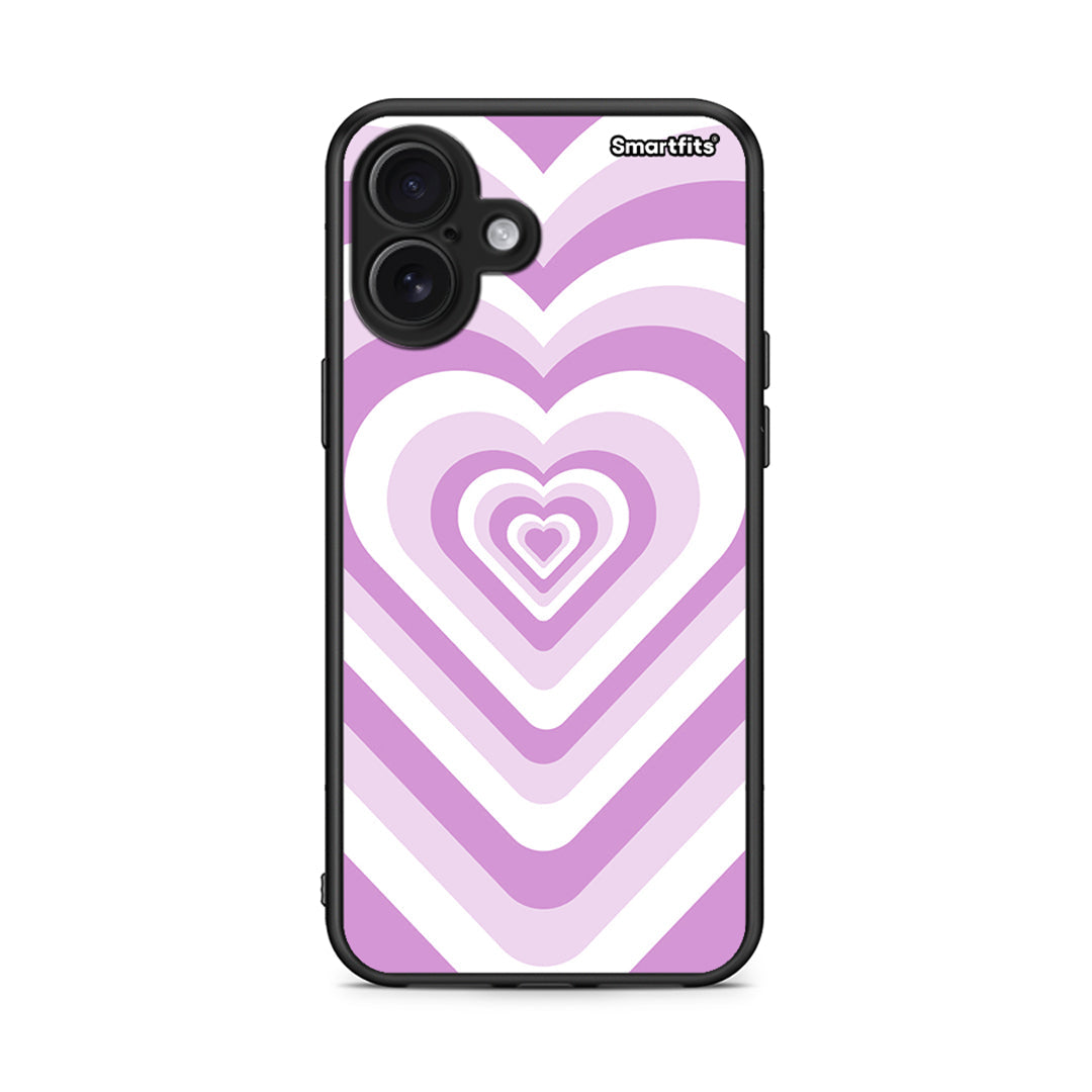 iPhone 16 Plus Lilac Hearts θήκη από τη Smartfits με σχέδιο στο πίσω μέρος και μαύρο περίβλημα | Smartphone case with colorful back and black bezels by Smartfits