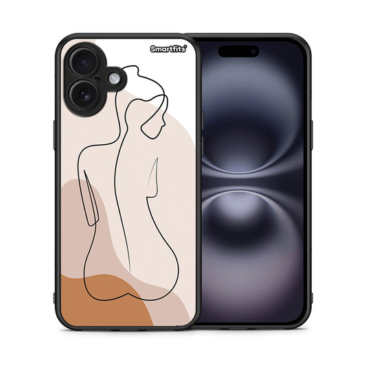 Θήκη iPhone 16 Plus LineArt Woman από τη Smartfits με σχέδιο στο πίσω μέρος και μαύρο περίβλημα | iPhone 16 Plus LineArt Woman case with colorful back and black bezels