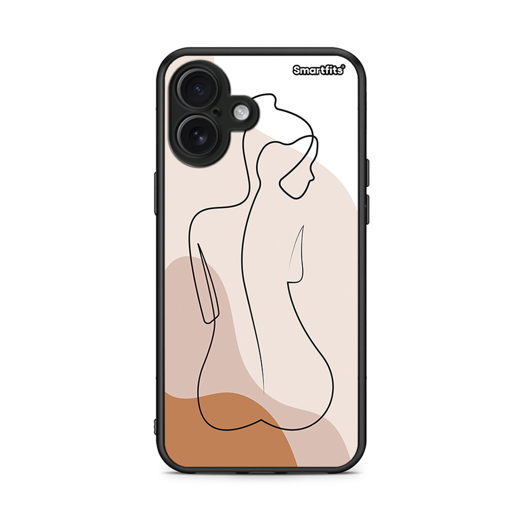 iPhone 16 Plus LineArt Woman θήκη από τη Smartfits με σχέδιο στο πίσω μέρος και μαύρο περίβλημα | Smartphone case with colorful back and black bezels by Smartfits