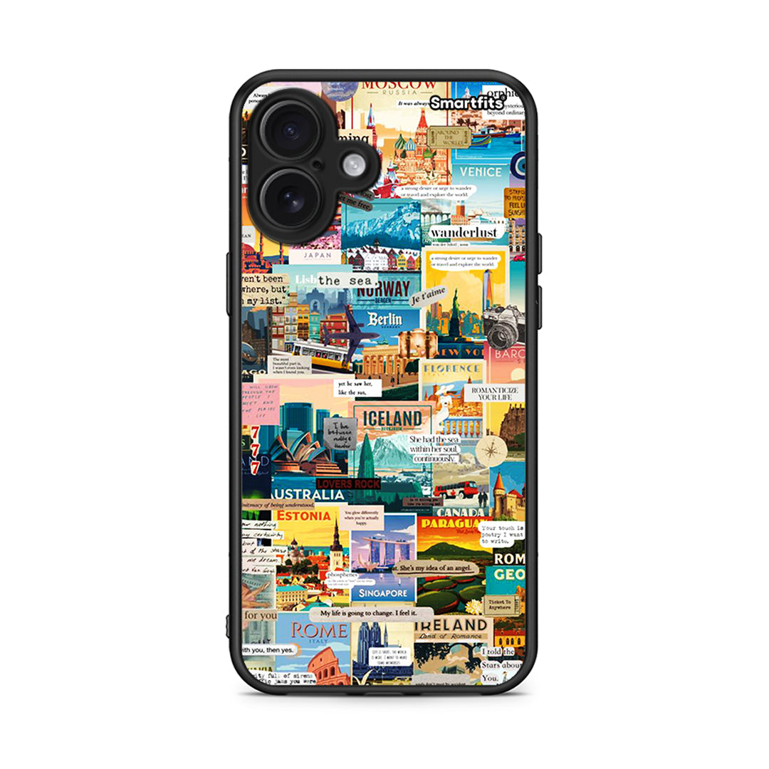iPhone 16 Plus Live To Travel θήκη από τη Smartfits με σχέδιο στο πίσω μέρος και μαύρο περίβλημα | Smartphone case with colorful back and black bezels by Smartfits