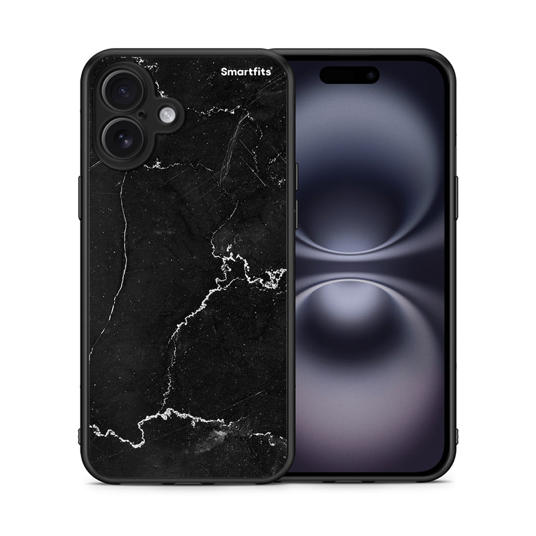 Θήκη iPhone 16 Plus Marble Black από τη Smartfits με σχέδιο στο πίσω μέρος και μαύρο περίβλημα | iPhone 16 Plus Marble Black case with colorful back and black bezels