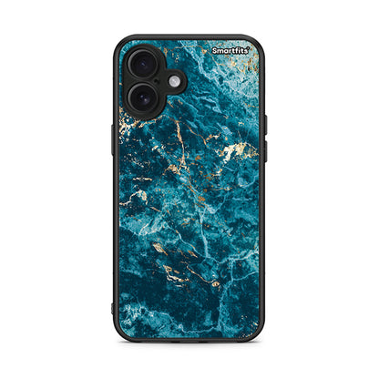 iPhone 16 Plus Marble Blue θήκη από τη Smartfits με σχέδιο στο πίσω μέρος και μαύρο περίβλημα | Smartphone case with colorful back and black bezels by Smartfits