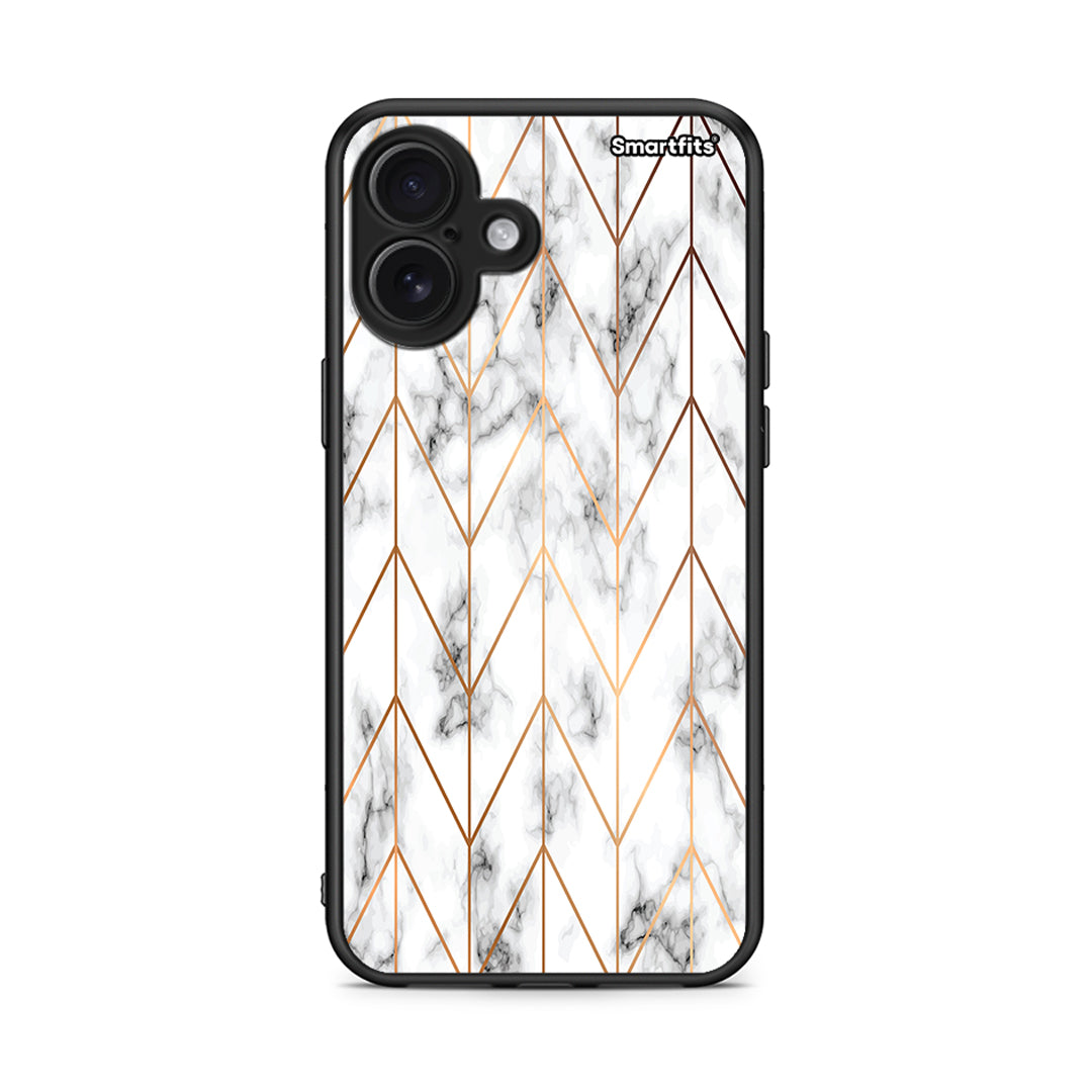 44 - iPhone 16 Plus Gold Geometric Marble case, cover, bumper