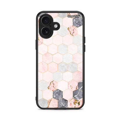 4 - iPhone 16 Plus Hexagon Pink Marble case, cover, bumper