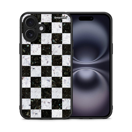Θήκη iPhone 16 Plus Square Geometric Marble από τη Smartfits με σχέδιο στο πίσω μέρος και μαύρο περίβλημα | iPhone 16 Plus Square Geometric Marble case with colorful back and black bezels