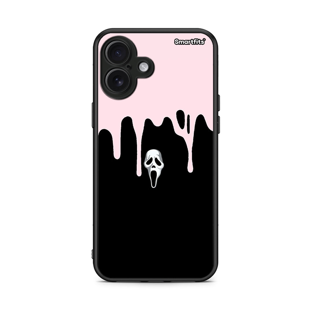 iPhone 16 Plus Melting Halloween Mask Θήκη από τη Smartfits με σχέδιο στο πίσω μέρος και μαύρο περίβλημα | Smartphone case with colorful back and black bezels by Smartfits
