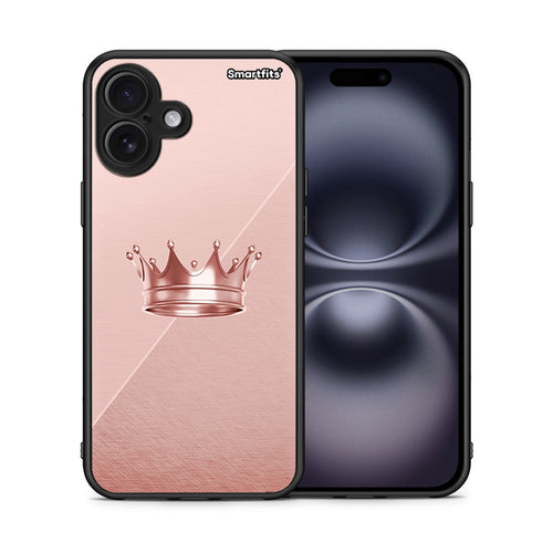 Θήκη iPhone 16 Plus Crown Minimal από τη Smartfits με σχέδιο στο πίσω μέρος και μαύρο περίβλημα | iPhone 16 Plus Crown Minimal case with colorful back and black bezels