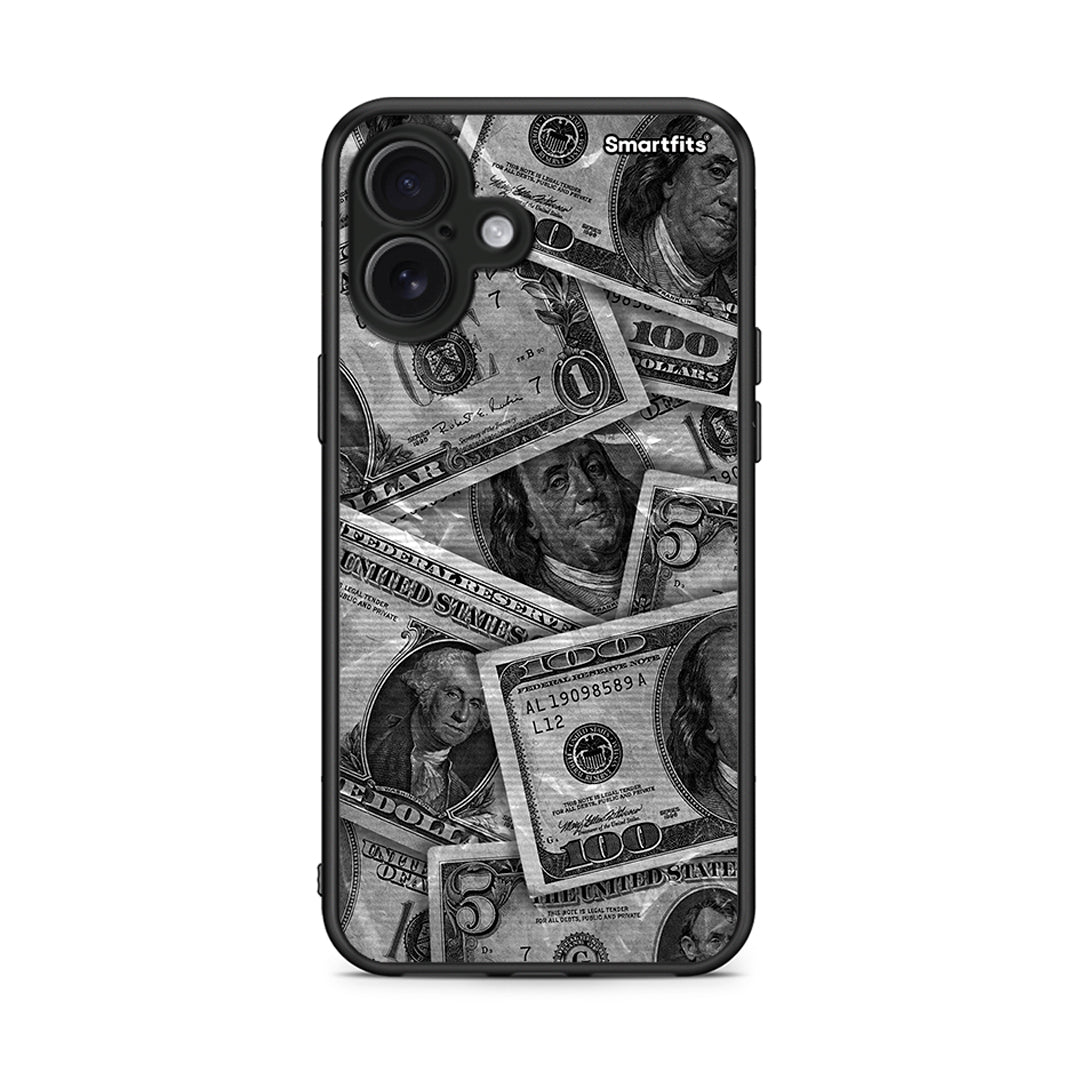 iPhone 16 Plus Money Dollars θήκη από τη Smartfits με σχέδιο στο πίσω μέρος και μαύρο περίβλημα | Smartphone case with colorful back and black bezels by Smartfits
