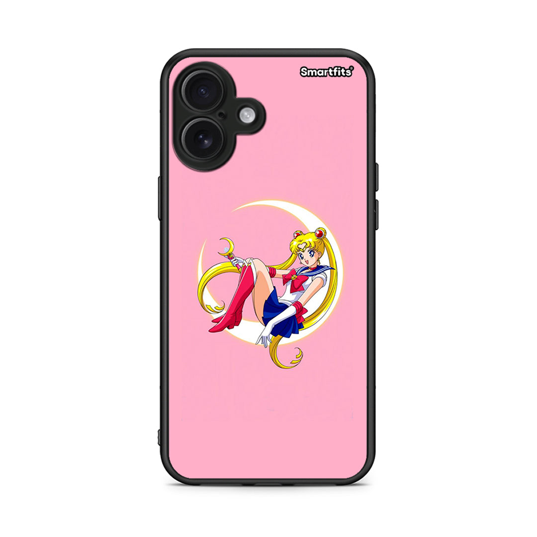 iPhone 16 Plus Moon Girl θήκη από τη Smartfits με σχέδιο στο πίσω μέρος και μαύρο περίβλημα | Smartphone case with colorful back and black bezels by Smartfits
