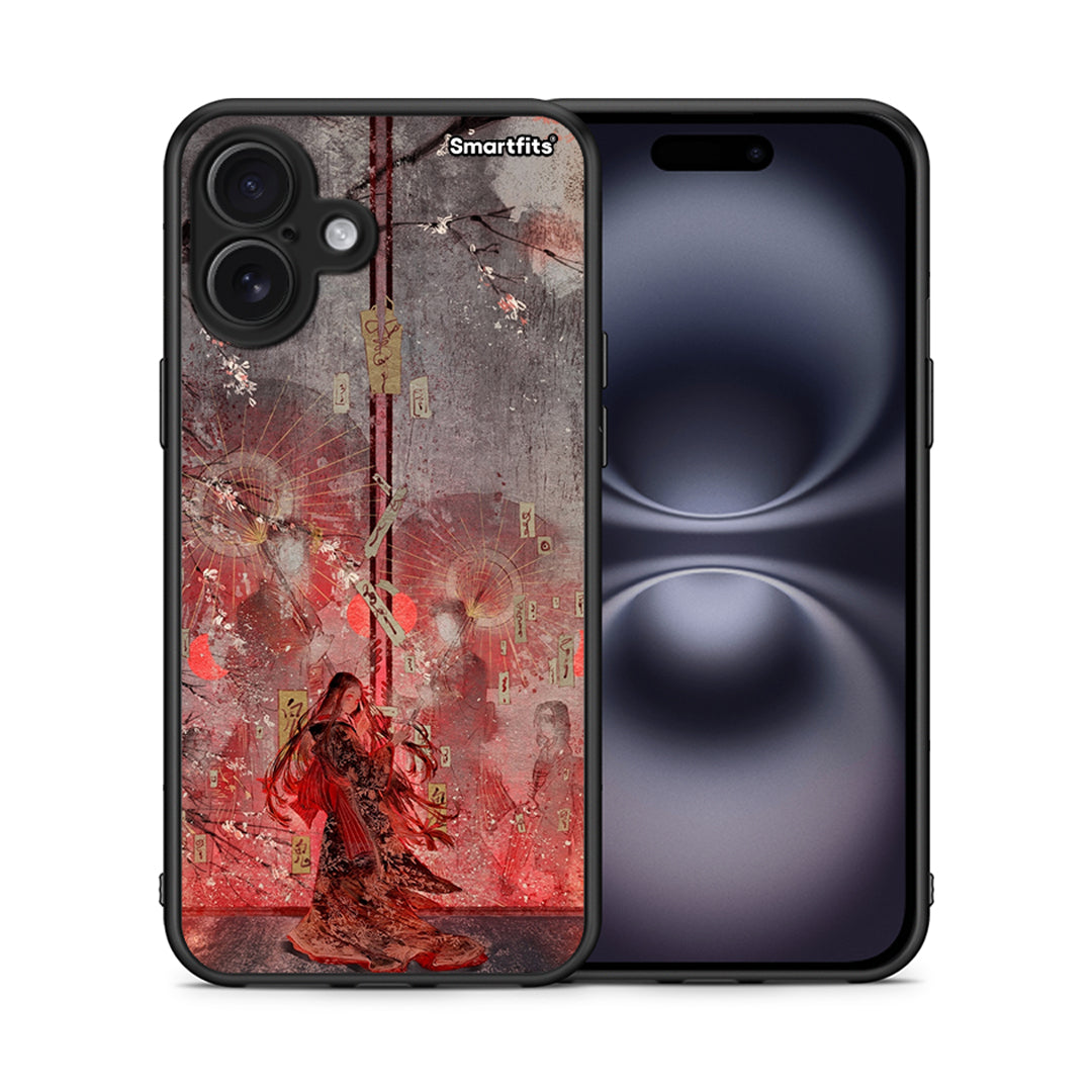 Θήκη iPhone 16 Plus Nezuko Kamado από τη Smartfits με σχέδιο στο πίσω μέρος και μαύρο περίβλημα | iPhone 16 Plus Nezuko Kamado case with colorful back and black bezels