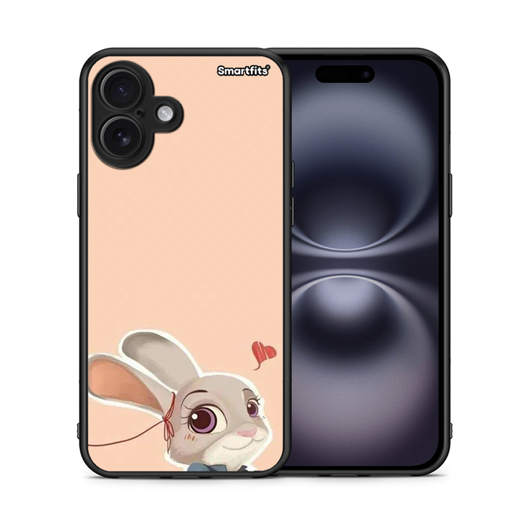Θήκη iPhone 16 Plus Nick Wilde And Judy Hopps Love 2 από τη Smartfits με σχέδιο στο πίσω μέρος και μαύρο περίβλημα | iPhone 16 Plus Nick Wilde And Judy Hopps Love 2 case with colorful back and black bezels