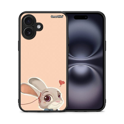 Θήκη iPhone 16 Plus Nick Wilde And Judy Hopps Love 2 από τη Smartfits με σχέδιο στο πίσω μέρος και μαύρο περίβλημα | iPhone 16 Plus Nick Wilde And Judy Hopps Love 2 case with colorful back and black bezels