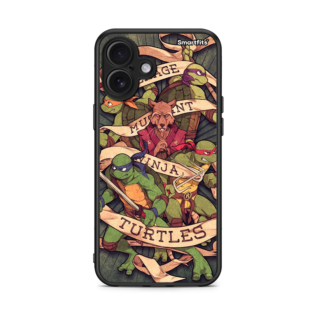 iPhone 16 Plus Ninja Turtles θήκη από τη Smartfits με σχέδιο στο πίσω μέρος και μαύρο περίβλημα | Smartphone case with colorful back and black bezels by Smartfits
