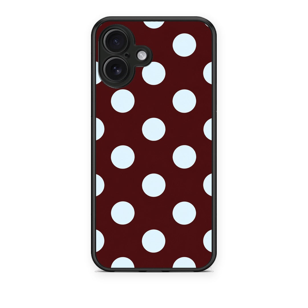 Θήκη iPhone 16 Plus Pale Blue Large Polka Dots on Burgundy από τη Smartfits με σχέδιο στο πίσω μέρος και μαύρο περίβλημα | iPhone 16 Plus Pale Blue Large Polka Dots on Burgundy case with colorful back and black bezels