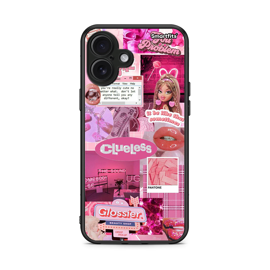 iPhone 16 Plus Pink Love Θήκη Αγίου Βαλεντίνου από τη Smartfits με σχέδιο στο πίσω μέρος και μαύρο περίβλημα | Smartphone case with colorful back and black bezels by Smartfits